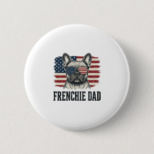 Bóton Redondo 5.08cm Camisa Vintage Frenchie Dad Patriótica Bulldog_1
