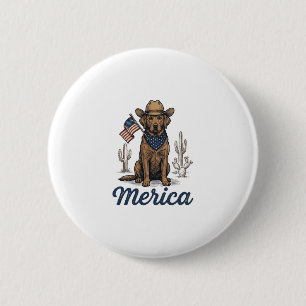 Bóton Redondo 5.08cm Camisa Vintage Merica Cowboy Dog Bandeira American