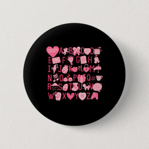 Bóton Redondo 5.08cm Camiseta Alfabeto Abc Eu Te Amo Dia Dos Namorados