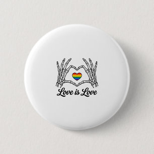 Bóton Redondo 5.08cm Camiseta Amor é Amor Coração Arco-íris Mãos de Esq