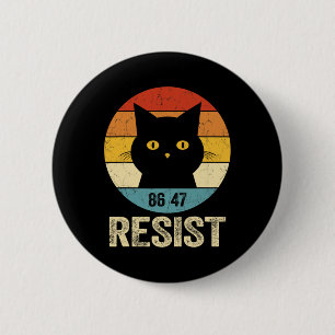 Bóton Redondo 5.08cm Camiseta Anti Trump Resist Retro Resist Gato Anti