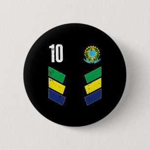 Bóton Redondo 5.08cm Camiseta de Fã de Futebol Número 10 Bandeira do Br