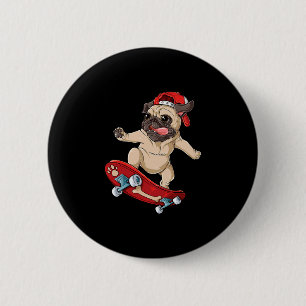 Bóton Redondo 5.08cm Camiseta De Skate Pug Cão Cachorrinho Divertido Sk