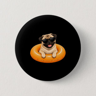 Bóton Redondo 5.08cm Camiseta de Verão Pug Flutuador de Piscina Cachorr