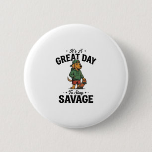 Bóton Redondo 5.08cm Camiseta Desenho Gravura Vintage Savage Dog_1
