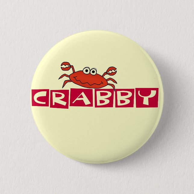 Bóton Redondo 5.08cm Camiseta e presentes Crabby do caranguejo (Frente)