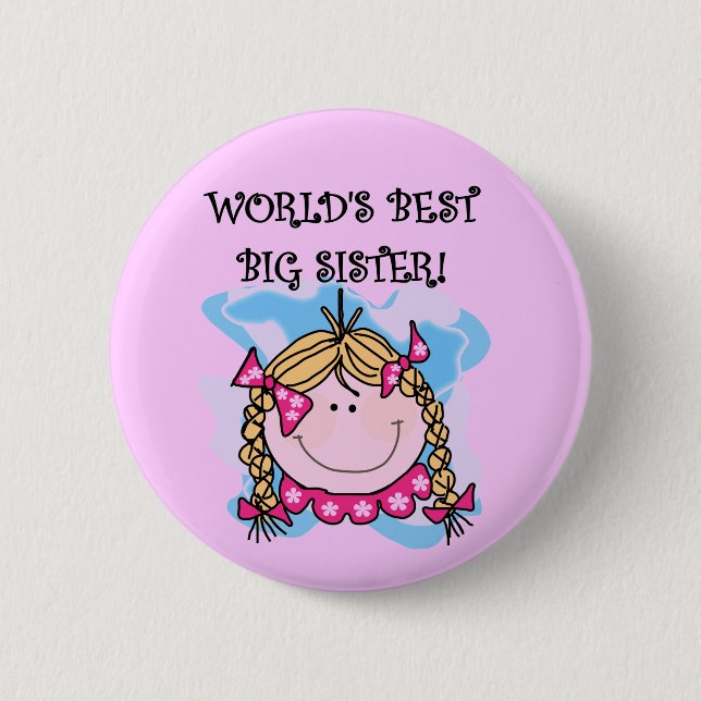 Bóton Redondo 5.08cm Camiseta e presentes da irmã mais velha do mundo (Frente)