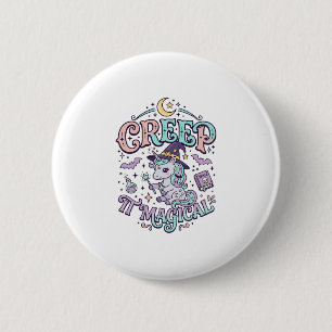 Bóton Redondo 5.08cm Camiseta Estilo Retro Mágico de Unicórnio Assustad
