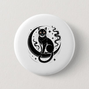Bóton Redondo 5.08cm Camiseta Flor de Lótus Gato Atento Espiritualidade