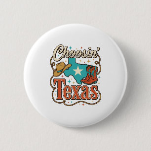 Bóton Redondo 5.08cm Camiseta Gráfica Vintage de Cowgirl Texas Ocidenta
