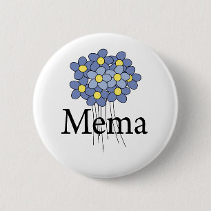 Bóton Redondo 5.08cm Camiseta MeMa Flor Azul Bonita