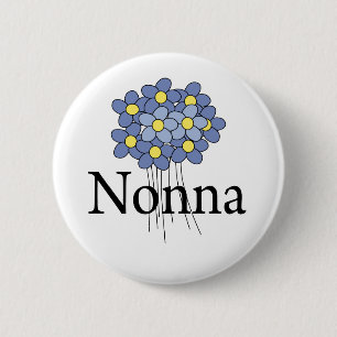 Bóton Redondo 5.08cm Camiseta Nonna Flor Azul Bonita