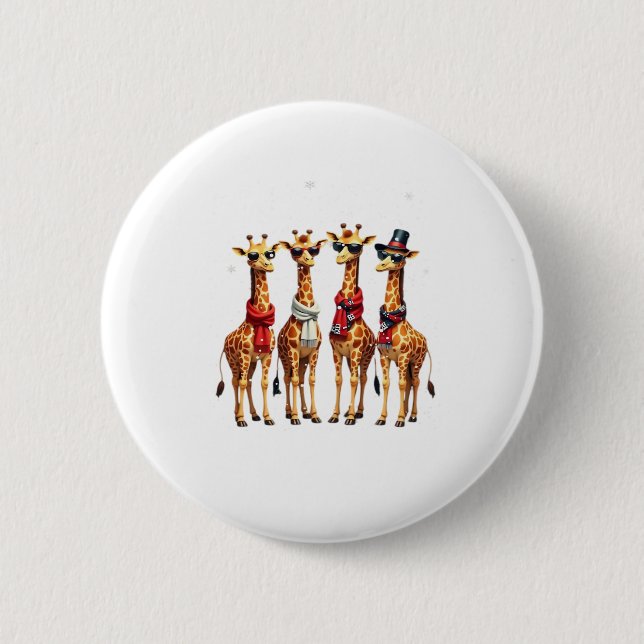 Bóton Redondo 5.08cm Camiseta Oversized Giraffe Christmas Chic (Frente)