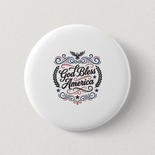 Bóton Redondo 5.08cm Camiseta Patriótica Vintage Águia Deus Abençoa a A