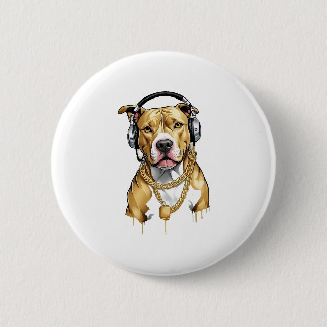 Bóton Redondo 5.08cm Camiseta Pitbull estilo de rua (Frente)