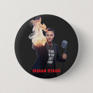 Bóton Redondo 5.08cm Camiseta Preta Burning in Your Touch - Fabian Star