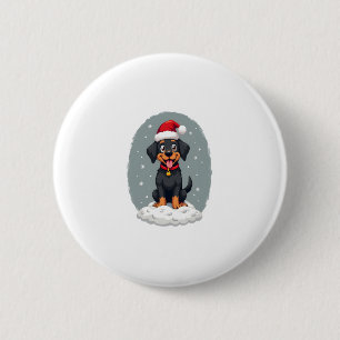 Bóton Redondo 5.08cm Camiseta Preto Labrador Natal Chapéu do Papai Noel