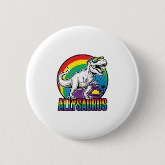 Bóton Redondo 5.08cm Camiseta Vintage de Dinossauro Arco-íris Allysauru