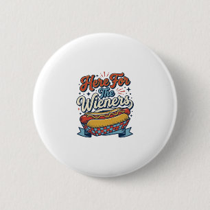 Bóton Redondo 5.08cm Camiseta Vintage Hot Dog Here For The Wieners_1