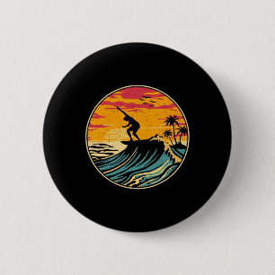 Bóton Redondo 5.08cm Camisetas de Surf de Praia Vintage Surfer Retro 