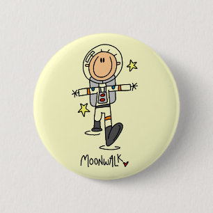 Bóton Redondo 5.08cm Camisetas e Presentes Astronauta Passeio na Lua
