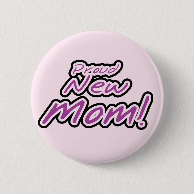 Bóton Redondo 5.08cm Camisetas e presentes roxos da nova mãe orgulhosos (Frente)