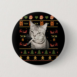 Bóton Redondo 5.08cm Camisolas Feias de Natal para Gatos Engraçados Fum