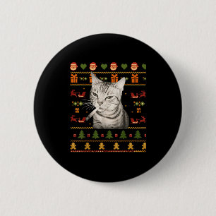 Bóton Redondo 5.08cm Camisolas Feias de Natal para Meme de Gato Fumante