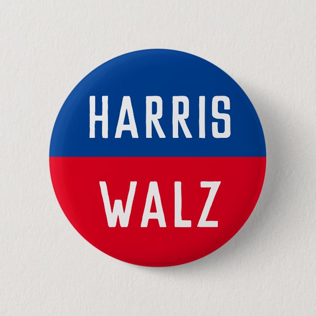 Bóton Redondo 5.08cm Campanha Blue and Red Harris Walz (Frente)