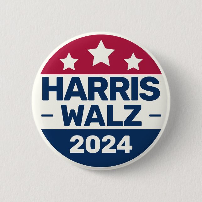 Bóton Redondo 5.08cm Campanha de Kamala Harris Tim Walz 2024 (Frente)