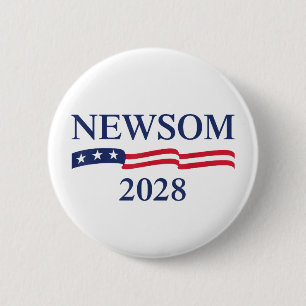 Bóton Redondo 5.08cm Campanha Eleitoral Gavin Newsom 2028 Bandeira dos