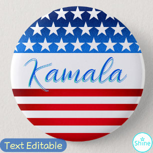 Bóton Redondo 5.08cm Campanha Kamala Harris SWAG US Flag Elegant Script