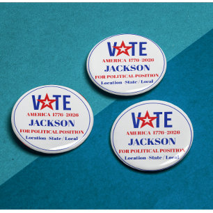 Bóton Redondo 5.08cm Campanha Política Personalizada Voto América 1776–