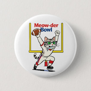 Bóton Redondo 5.08cm Campeão do Meow-der Bowl Futebol de Gato