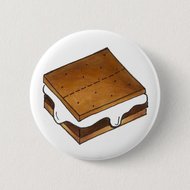 Bóton Redondo 5.08cm Campfire S'mores Marshmallow Camp Smores Foodie (Frente)