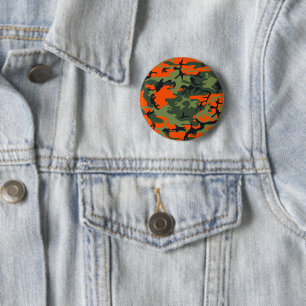 Bóton Redondo 5.08cm Camuflagem Laranja e Verde, Militar, Exército