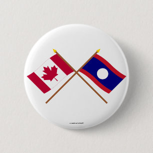 Bóton Redondo 5.08cm Canadá e bandeiras cruzadas Laos