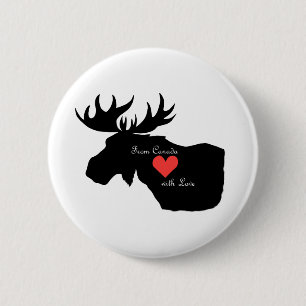 Bóton Redondo 5.08cm Canadiano Moose Pin do Canadá com pino de coraç
