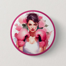 Bóton Redondo 5.08cm Cancer da mama floral, rosa e Bonito