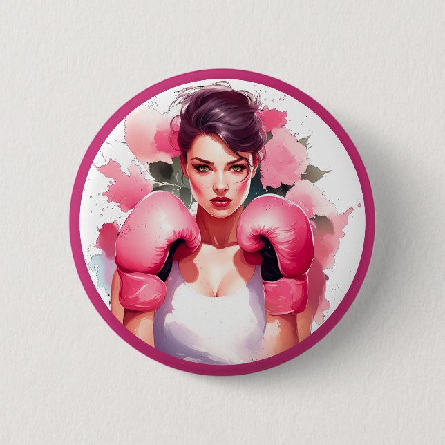 Bóton Redondo 5.08cm Cancer da mama floral, rosa e Bonito (Frente)