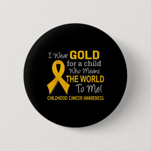 Bóton Redondo 5.08cm Cancer infantil com fita Dourada significa mundo p