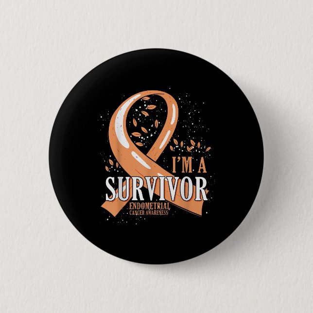 Bóton Redondo 5.08cm Cancer Survivor Peach Ribbon Endometrial Cancer Aw (Frente)