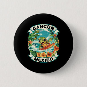 Bóton Redondo 5.08cm Cancun México Tartaruga Marinha Fofa Surfando Féri