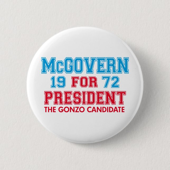 Bóton Redondo 5.08cm Candidato de McGovern Gonzo (Frente)