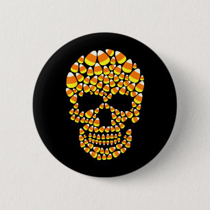 Bóton Redondo 5.08cm Candy Corn Crânio Fantasia de Halloween Engraçada