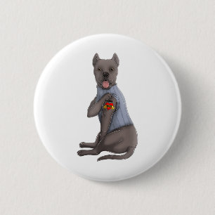 Bóton Redondo 5.08cm Cane Corso Eu Amo Mamãe Tatuagem Camiseta de cão E