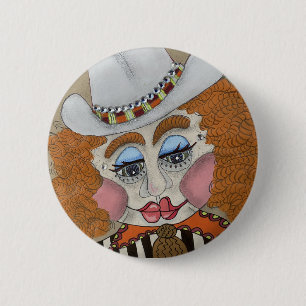 Bóton Redondo 5.08cm caneta de Botão Whimsical "Garota Vaca"