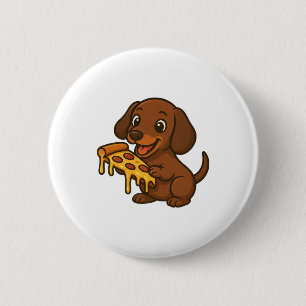Bóton Redondo 5.08cm Cão-amante de pizza de pizza de cartoon Dachshund