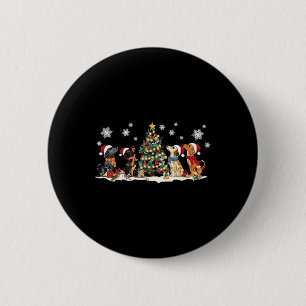 Bóton Redondo 5.08cm Cão-de-Árvore-de-Natal Bonito Dachshund Santa Hat