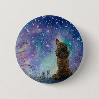 Bóton Redondo 5.08cm Cão de joanete olhando para a inspiração do céu es